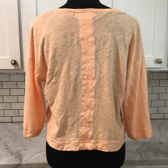 Free People T Shirt Top Womens XS Peach Belle of Georgia Baggy 3/4 Sleeve Coast - Picture 3 of 8